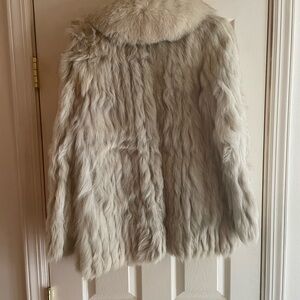 Elegant Cream Teddy Jacket Real Fox Fur Coat